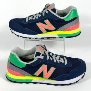 New Balance 515 Sneakers Womens 7.5 Navy Neon Suede Retro WL515 Classic Shoes